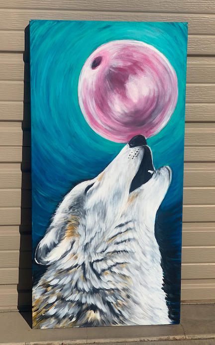 wolf and pink moon